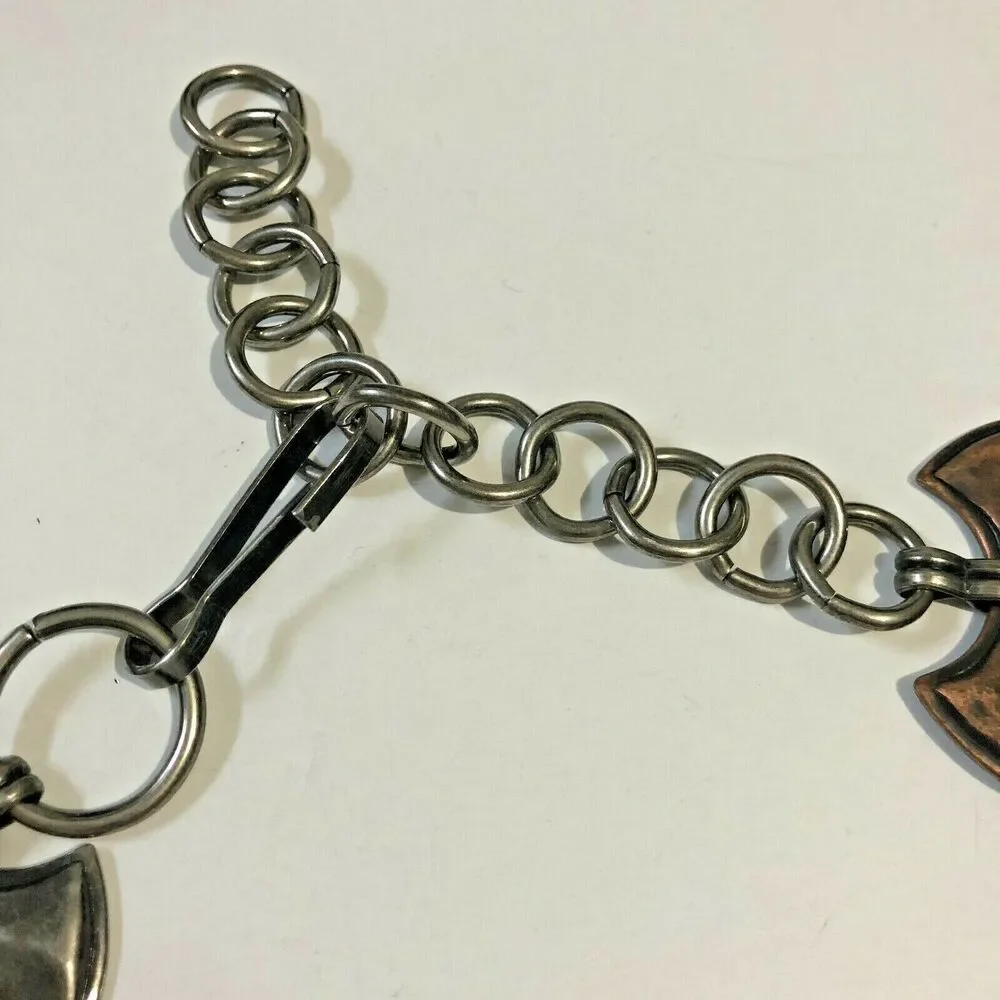 Vtg Womens Hammered Metal Pendant Chain Belt Handmade Approx 33